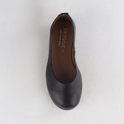 Factory Shop Flat Pump in Black - 12546 - top angle.