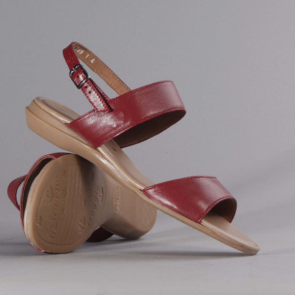 Factory Shop Flat Slingback Sandal in Red - 12540 - pair.