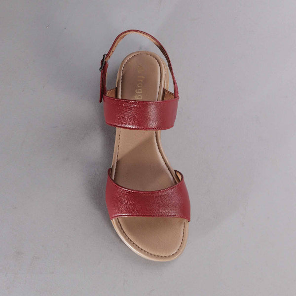 Factory Shop Flat Slingback Sandal in Red - 12540 - top angle.