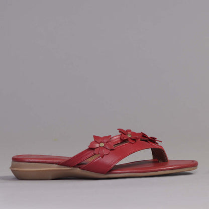 Factory Shop Flower thong sandal in Red - 12573 - single side.