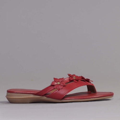 Factory Shop Flower thong sandal in Red - 12573 - single side.