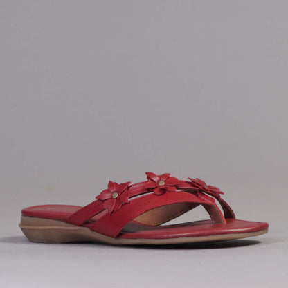 Factory Shop Flower thong sandal in Red - 12573 - side angle.