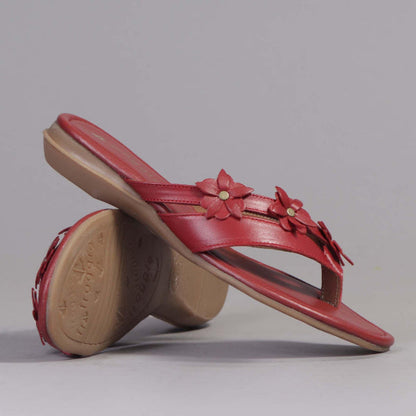 Factory Shop Flower thong sandal in Red - 12573 - pair.