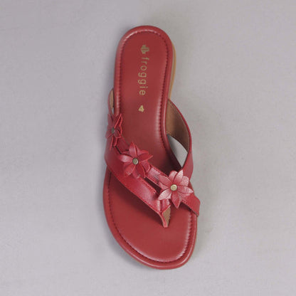 Factory Shop Flower thong sandal in Red - 12573 - top angle.