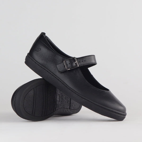 Froggie Girls School Shoe with Buckle in Black  - 11441 - pair.