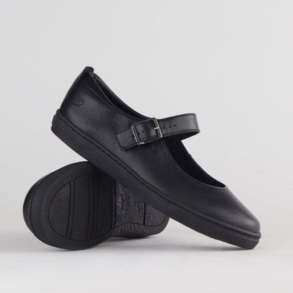 Froggie Girls School Shoe with Buckle in Black  - 11441 - pair.