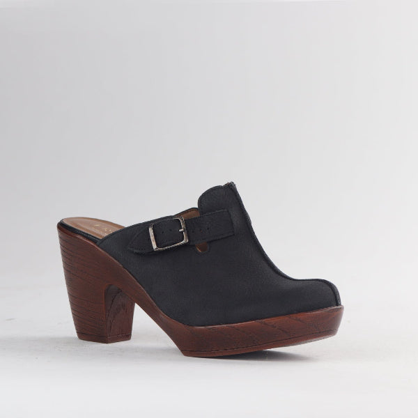 Factory Shop Shoes Froggie Women's clog sandal heel in Black - 12937