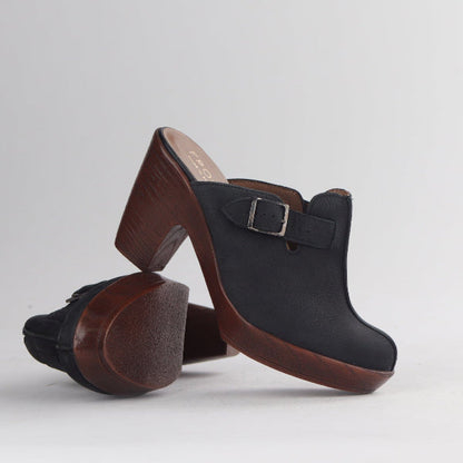 Factory Shop Shoes Froggie Women's clog sandal heel in Black - 12937