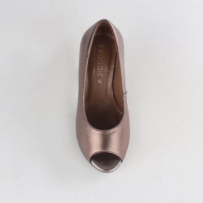 Froggie Shoes Shoes High Heel Peep Toe Court Shoe in Lead Milti - 12753