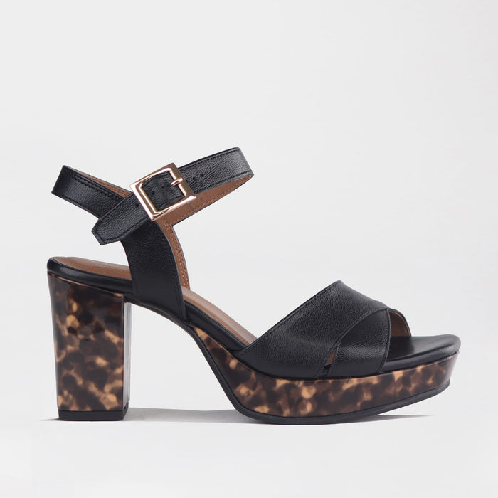 Froggie Shoes Sandals Black Multi1 12676 High Heel Platform - side.