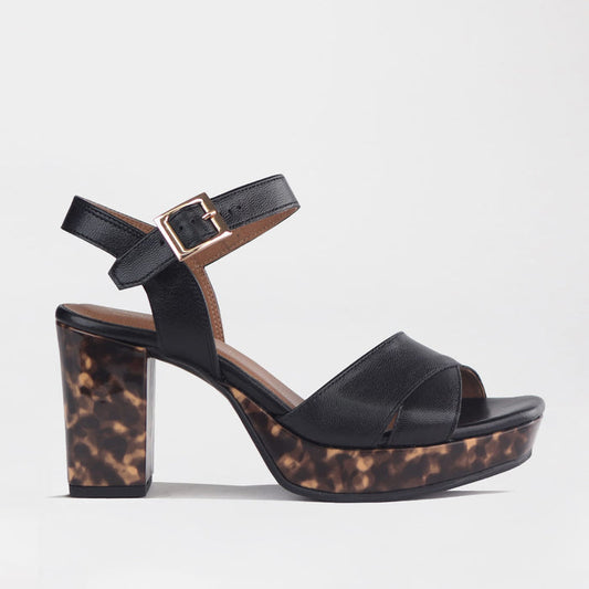 Froggie Shoes Sandals Black Multi1 12676 High Heel Platform - side.