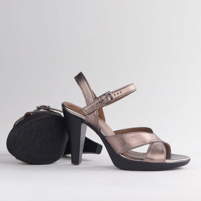 Factory Shop Shoes Froggie Women's High Heel Slingback in Lead Metallic - 12616