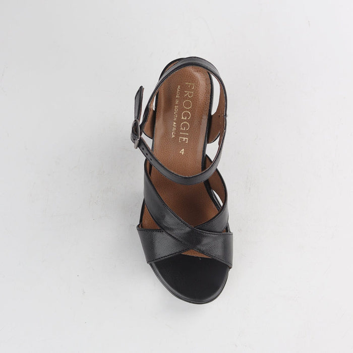 Factory Shop High Heel Slingback in Black - 12616 - top angle.