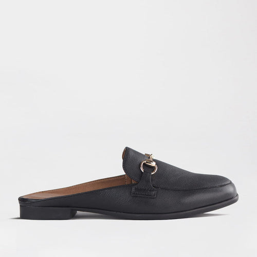 Froggie Shoes Loafers Froggie Women's Open back Loafer- Gold trim-Black - 12977