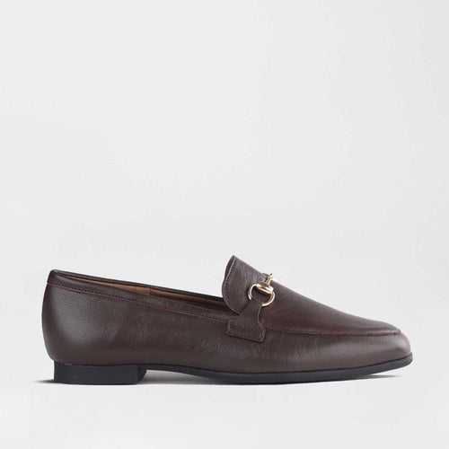 Froggie Shoes Loafers Froggie Women's Loafer-Gold trim- Brown Leather - 12976