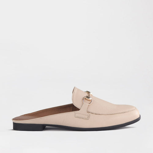 Froggie Shoes Loafers Froggie Women's Open back Loafer-Gold trim- Ivory - 12977