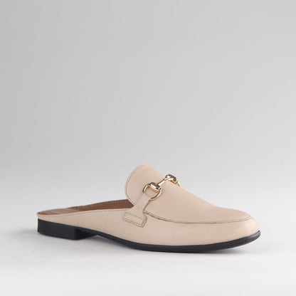 Froggie Shoes Loafers Froggie Women's Open back Loafer-Gold trim- Ivory - 12977