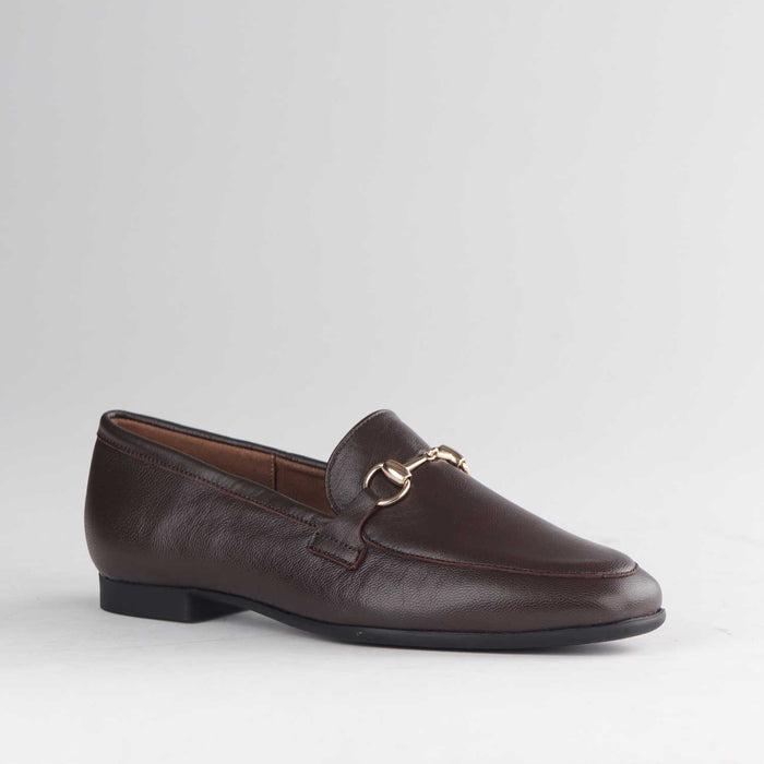 Froggie Shoes Loafers Froggie Women's Loafer-Gold trim- Brown Leather - 12976