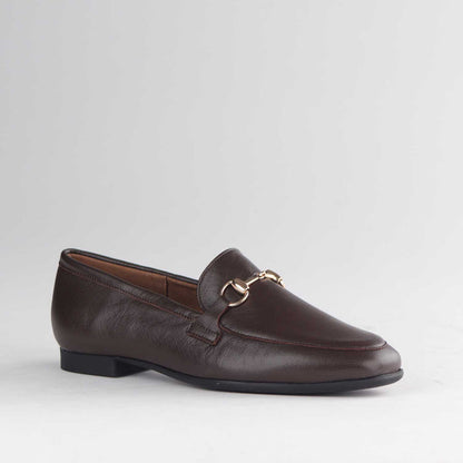 Froggie Shoes Loafers Froggie Women's Loafer-Gold trim- Brown Leather - 12976
