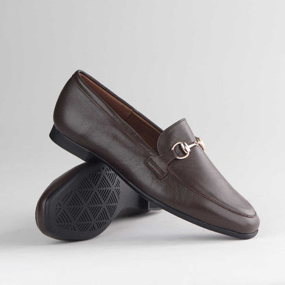 Froggie Shoes Loafers Froggie Women's Loafer-Gold trim- Brown Leather - 12976