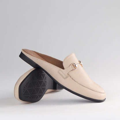 Froggie Shoes Loafers Froggie Women's Open back Loafer-Gold trim- Ivory - 12977