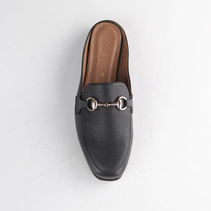 Froggie Shoes Loafers Froggie Women's Open back Loafer- Gold trim-Black - 12977