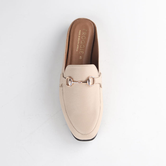 Froggie Shoes Loafers Froggie Women's Open back Loafer-Gold trim- Ivory - 12977