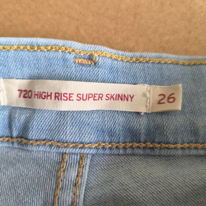 Jean Levi's 720 High Rise Super Skinny Ripped Bleu Clair — W26 / FR 34-36 — Très bon état