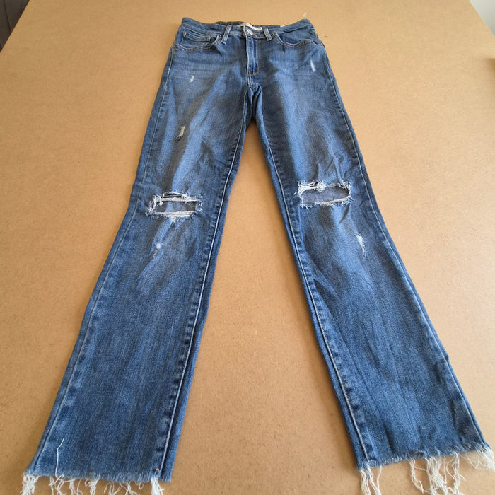 Jean Levi's 721 High Rise Skinny Bleu Délavé Raw Hem — W27 FR 36/38