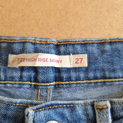Jean Levi's 721 High Rise Skinny Bleu Délavé Raw Hem — W27 FR 36/38