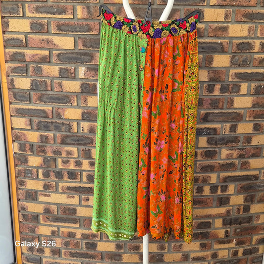 Jupe Longue Vintage Patchwork Multicolore – Style Boho Chic Femme Taille 36FR