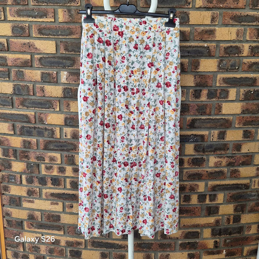 Jupe Maxi Vintage Florale Roses Fuchsia & Bordeaux avec Poches – Style Bohème Femme