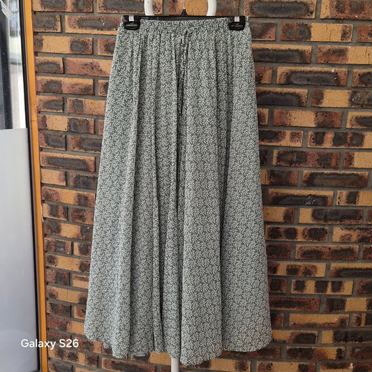 Jupe Maxi Vintage Verte Fleurie – Look Bohème Été Femme Taille XS