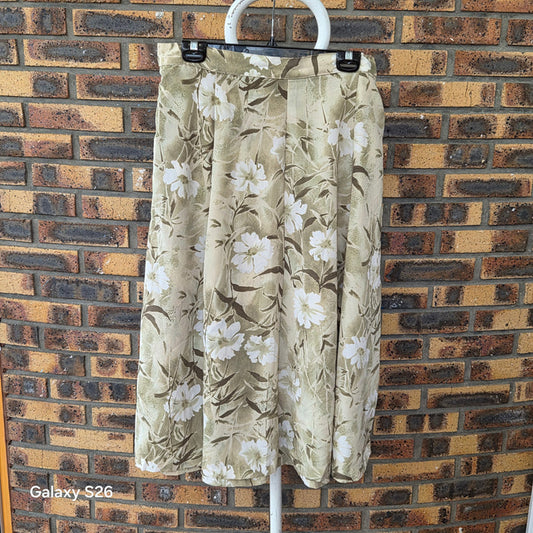 Jupe Mi-Longue Vintage Florale Vert Sauge Alfred Dunner – Style Cottagecore Grande Taille 44FR