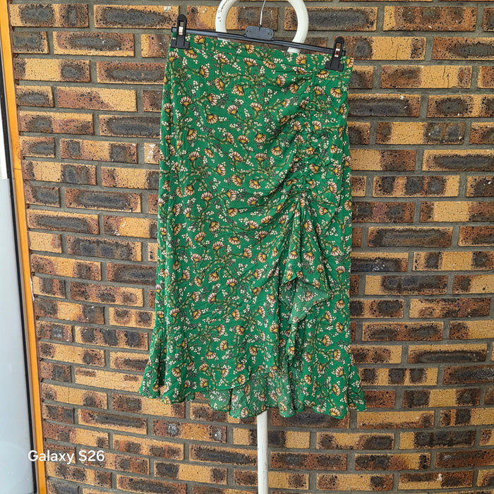 Jupe Midi Vintage Max Studio Verte Fleurie Volantée – Look Printanier Femme Taille M