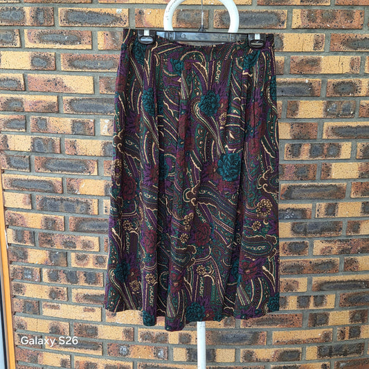 Jupe Midi Vintage Paisley 100% Rayonne Sag Harbor – Look Bohème Chic Femme Taille M