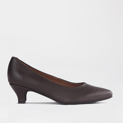 Froggie Shoes Shoes Froggie Women’s Kitten Heel Court Shoe-Brown Leather - 13007
