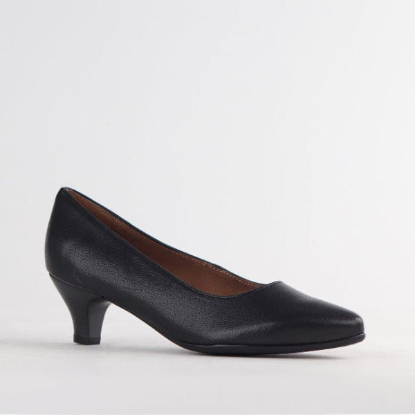 Froggie Kitten heel Court shoe in Black - 10984 - side angle.