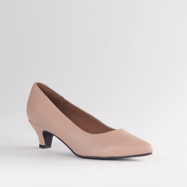 Froggie Shoes /Court-Porcelain Women’s Kitten Heal Leather - 13007 - side angle