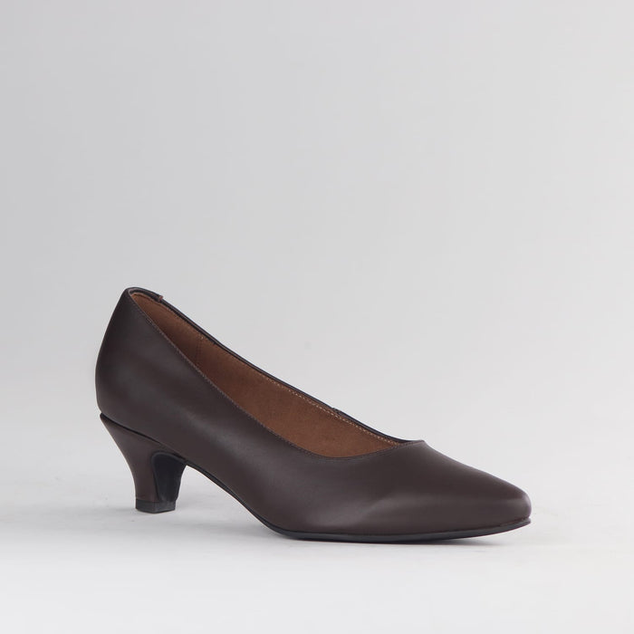 Froggie Shoes Shoes Froggie Women’s Kitten Heel Court Shoe-Brown Leather - 13007