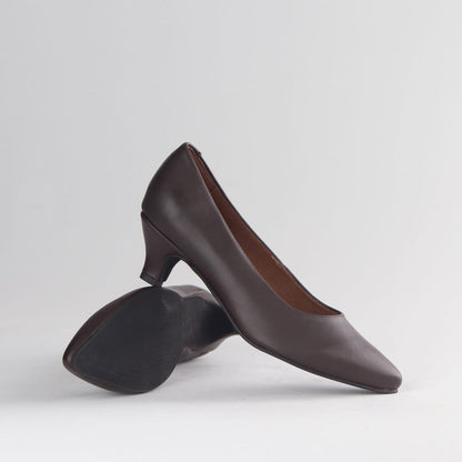 Froggie Shoes Shoes Froggie Women’s Kitten Heel Court Shoe-Brown Leather - 13007