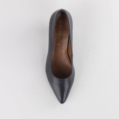 Froggie Kitten heel Court shoe in Navy - 10984 - top angle.