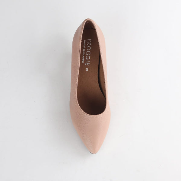 Froggie Shoes /Court-Porcelain Women’s Kitten Heal Leather - 13007 - top angle