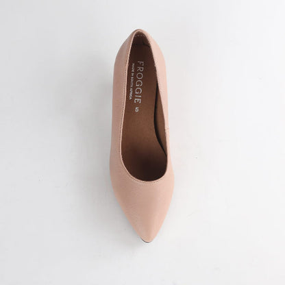 Froggie Shoes /Court-Porcelain Women’s Kitten Heal Leather - 13007 - top angle