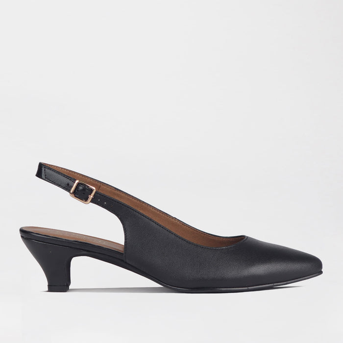 Froggie Women's Slingback Pump Elegant Comfort- Black Leather - 13117 - side.