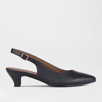Froggie Women's Slingback Pump Elegant Comfort- Black Leather - 13117 - side.