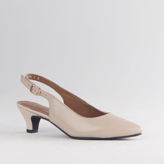 Froggie Women's Slingback Pump Elegant Comfort- Ivory Leather - 13117 -  side angle.
