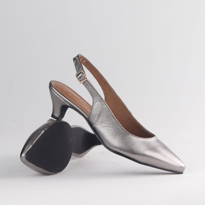Froggie Women's Slingback Pump Elegant Comfort-Pewter Leather - 13117 - pair.