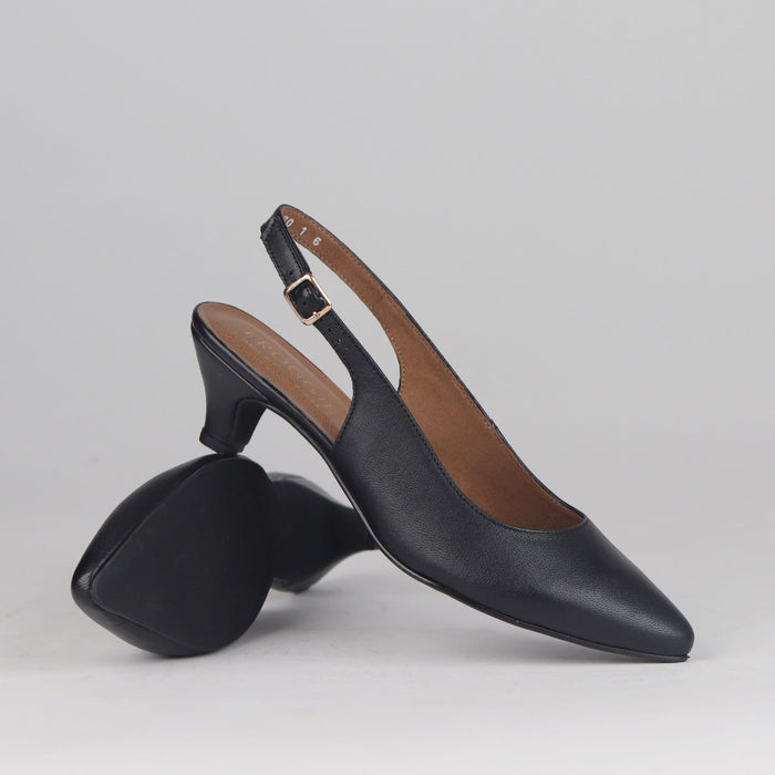 Froggie Women's Slingback Pump Elegant Comfort- Black Leather - 13117 - pair.