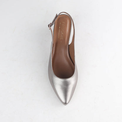 Froggie Women's Slingback Pump Elegant Comfort-Pewter Leather - 13117 - top angle.